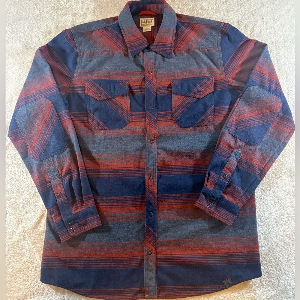 *L.L. Bean Men's Red and Blue Plaid Flannel Shirt*